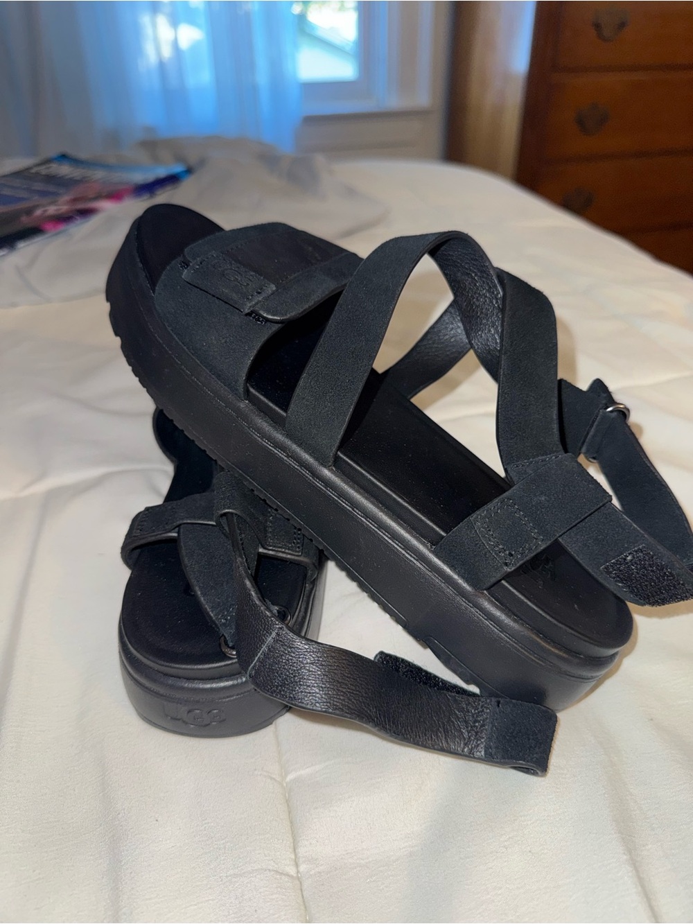 Ugg Black Strappy Platform Sandals - Women's